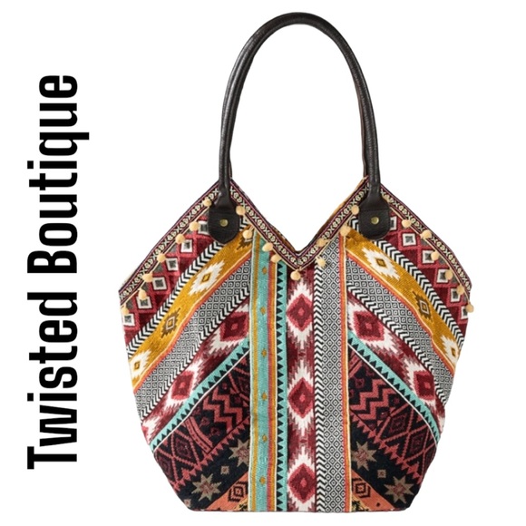 🛍️ NWT Macchia di Ruggine Boho Patchwork Calico Tote 🛍️  MSRP $98 - Picture 6 of 12